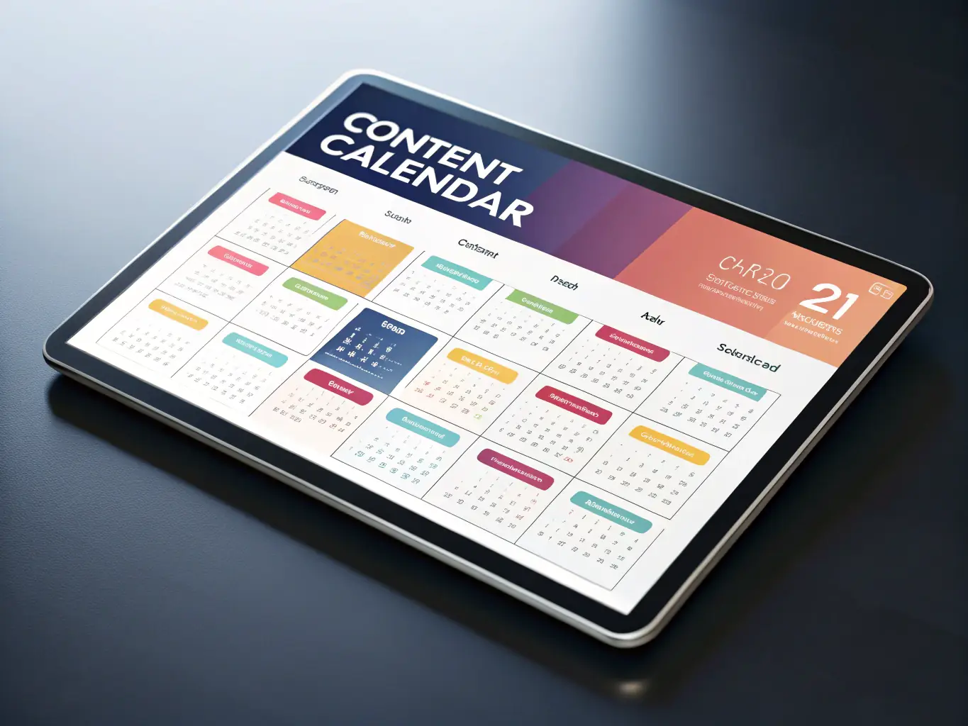 An image showcasing a content calendar filled with diverse content types, such as blog posts, infographics, and social media updates, all aligned with a cohesive brand message.